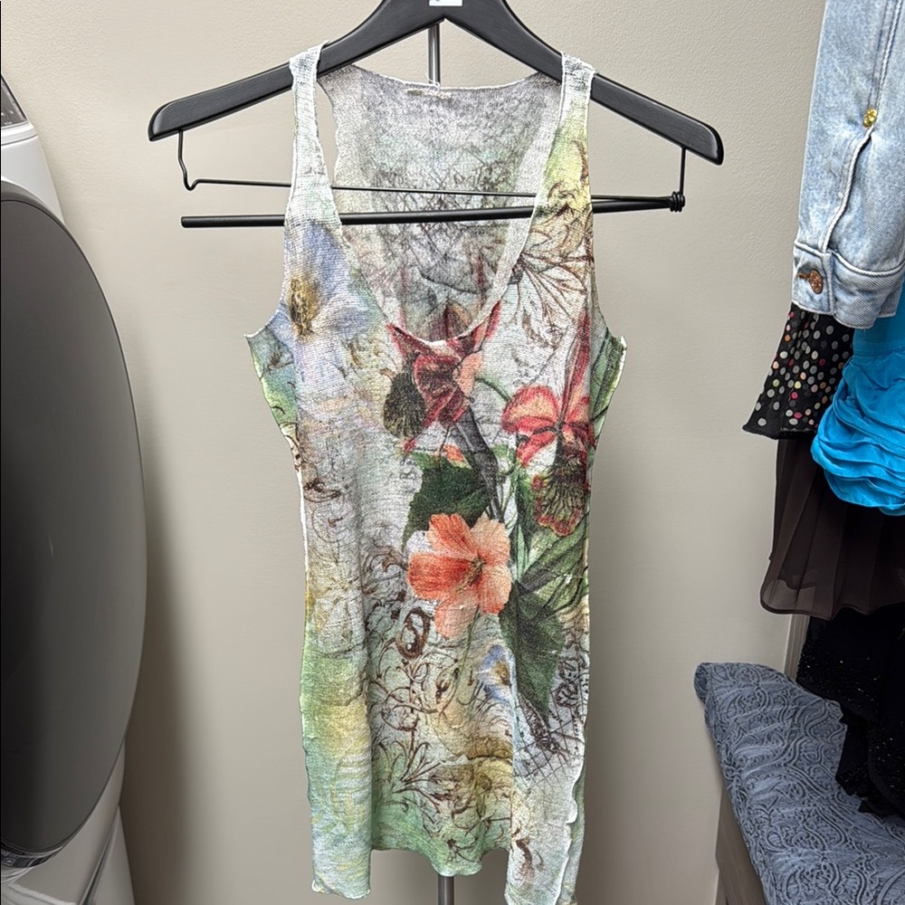 Floral Print Sleeveless Beach dress Coverup